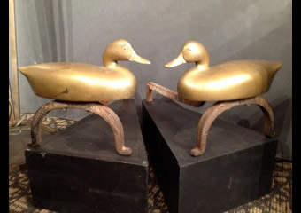 Folk Art Duck Andirons